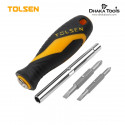 TOLSEN 20043 6 In 1 Screwdriver Set, Interchangeable Handle with 2 Reversible Bits, PH1/SL5 & PH2/SL6, CrV Steel; Model: 20043
