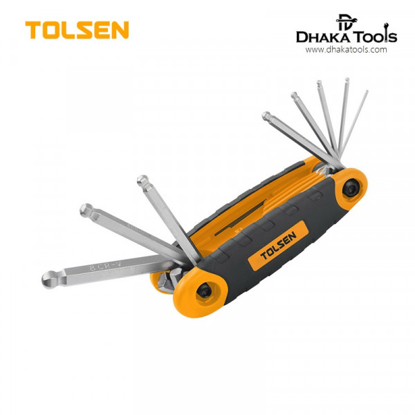 TOLSEN 8Pcs Folding Ball Point Allen Hex Key Set (1.5/2/2.5/3/4/5/6/8mm) Model: 20068
