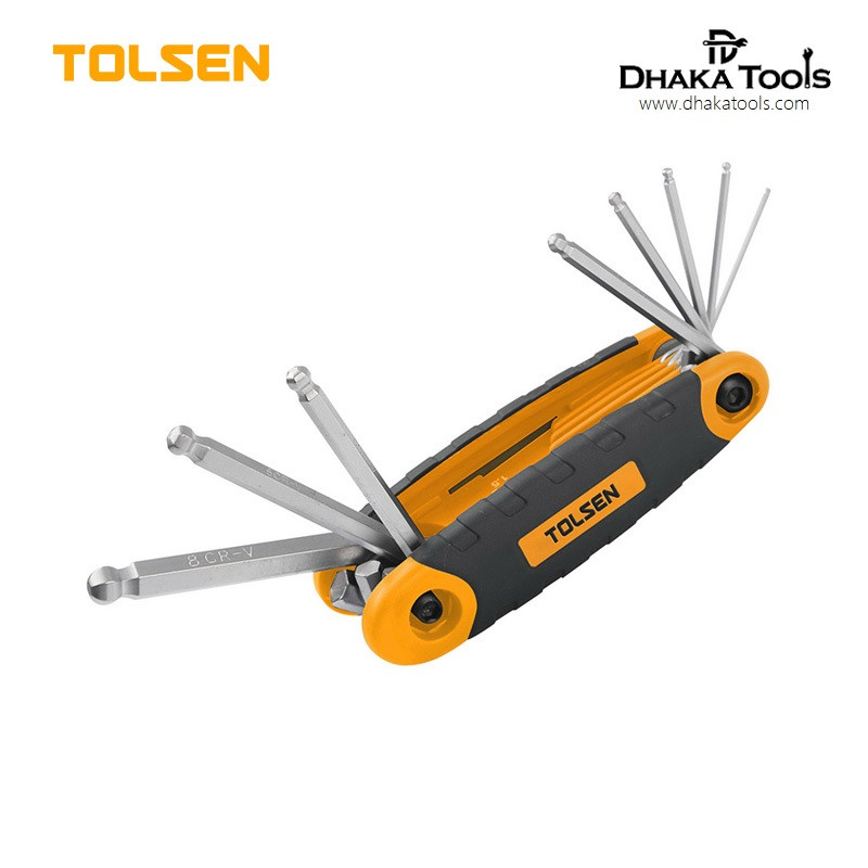 TOLSEN 8Pcs Folding Ball Point Allen Hex Key Set (1.5/2/2.5/3/4/5/6/8mm) Model: 20068