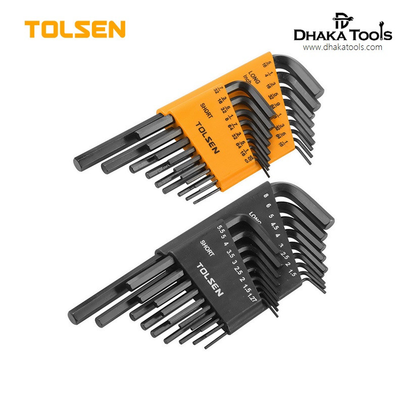 TOLSEN 36Pcs Allen Hex Key Set (Inches & Metric) Black Finish Model: 20094