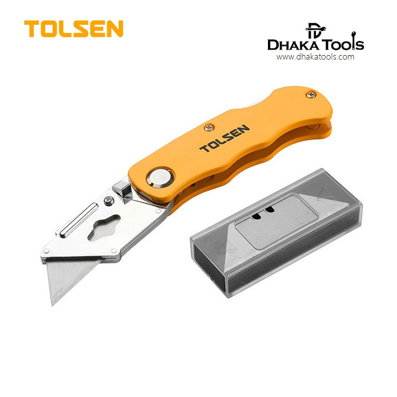 TOLSEN Folding Utility Cutter Quick Release with 5pcs Refill (61x19mm) Box Cutter Model: 30007