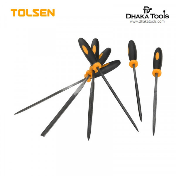 TOLSEN 6Pcs Needle File Set (3x100mm) TPR Handle Model: 32046