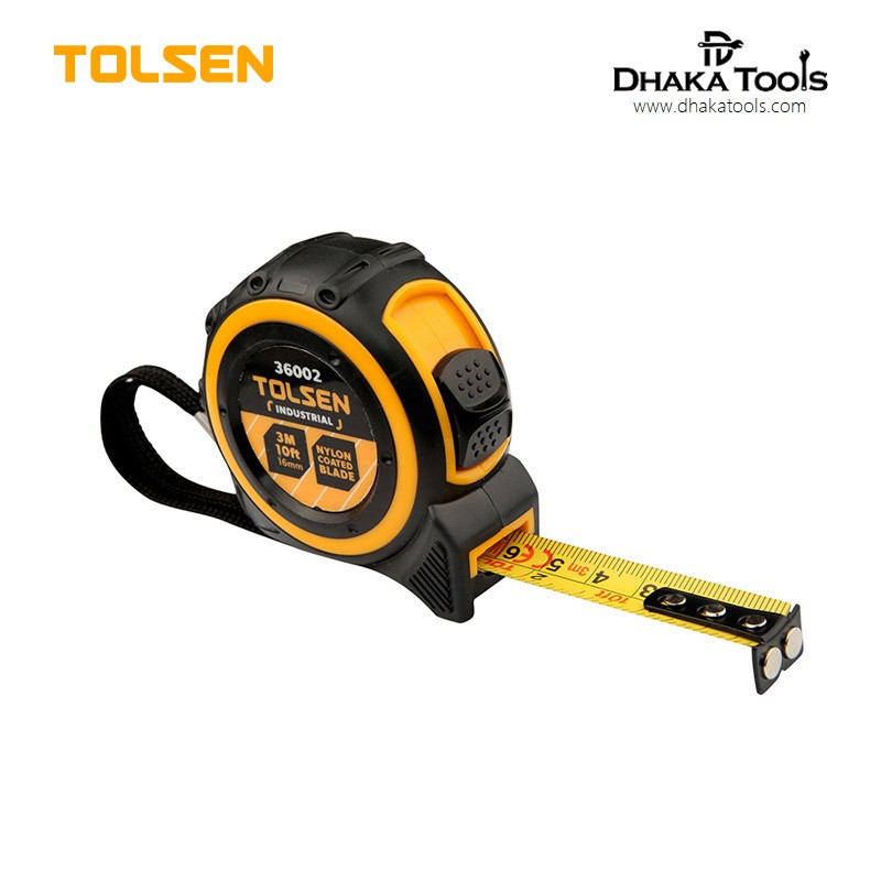TOLSEN 10ft Measuring Tape (3 Meter ) with Nylon Coated Blade Industrial TPR Handle Model: 36002