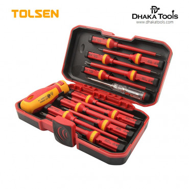 TOLSEN 13pcs Interchangeable VDE 1000V Power Insulated Screwdriver Set  Model: 38016