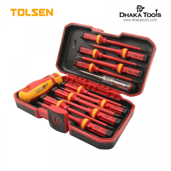 TOLSEN 13pcs Interchangeable VDE 1000V Power Insulated Screwdriver Set  Model: 38016