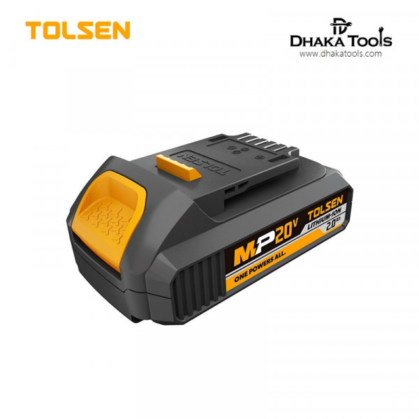 Tolsen 20V 2.0Ah Li-ion Battery Pack  compatible with all TOLSEN MP20V cordless tools. One Powers All, Model: 87472