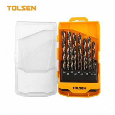 TOLSEN 19pcs Black & Gold HSS Twist Drill Bits Set ( 1mm to 10mm ) Model: 75086