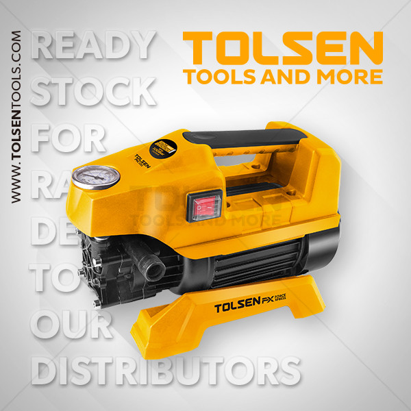 Tolsen 1800W High Pressure Washer, 100Bar, 100% Pure Copper Induction Motor w/ 6pcs Free Accessories, Car Washer, Bike Washer, Model: 79574