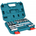 TOTAL 20pcs 1/2" Drive Socket Set | 72-Tooth Ratchet | 50BV30 Cr-V Steel | Model: THT121201