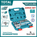 TOTAL 20pcs 1/2" Drive Socket Set | 72-Tooth Ratchet | 50BV30 Cr-V Steel | Model: THT121201