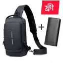 Usb bag with moneybag free (Fully Black)