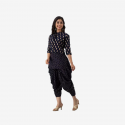 Women Ethnic Jacket, Kurta and Dhoti Pant Set Viscose Rayon (Black)