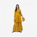 Women Kurta and Sharara Set Georgette (Yellow)