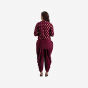 Women Ethnic Jacket, Kurta and Dhoti Pant Set Viscose Rayon (Red)