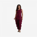 Women Ethnic Jacket, Kurta and Dhoti Pant Set Viscose Rayon (Red)