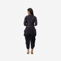 Women Ethnic Jacket, Kurta and Dhoti Pant Set Viscose Rayon (Black)