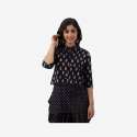 Women Ethnic Jacket, Kurta and Dhoti Pant Set Viscose Rayon (Black)