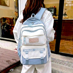 Academy Style Waterproof School Book Bag (Blue)