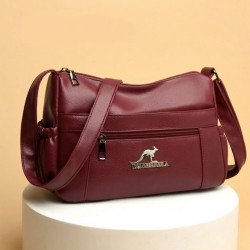 Soft Leather Women Crossbody Bag ( Maroon )