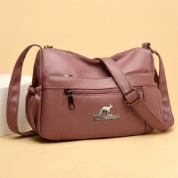 Soft Leather Women Crossbody Bag ( Purple )