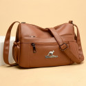 Soft Leather Women Crossbody Bag ( Brown )