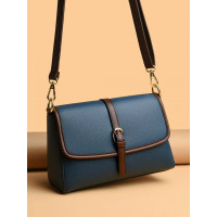 Genuine Soft Leather Handbag (Navy blue  )