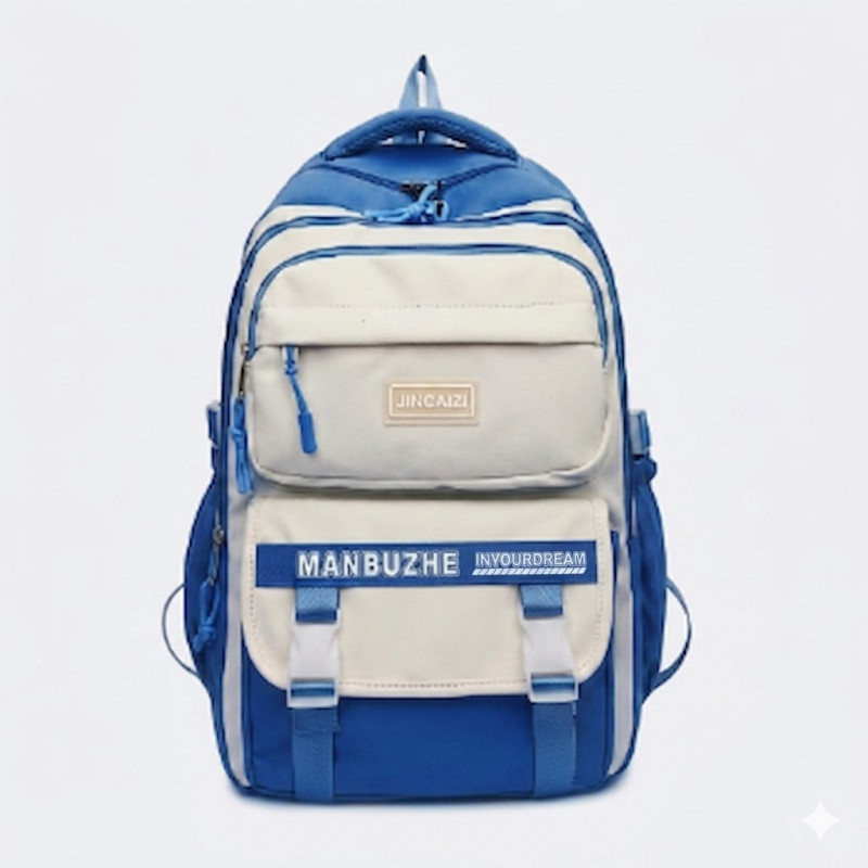 Academy Style Waterproof School Book Bag (Blue)