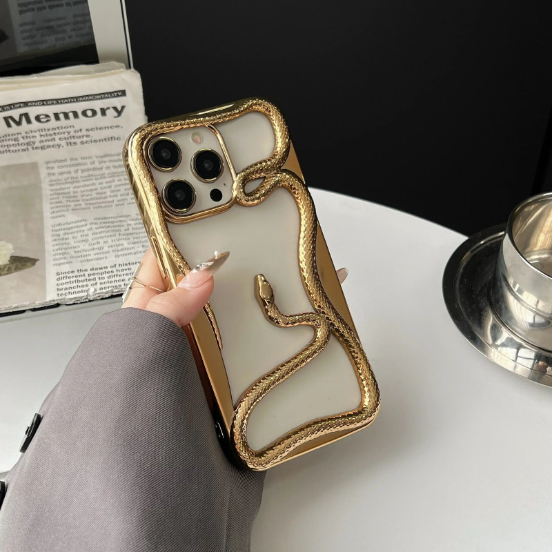 Hollow Snake Plating Poly Carbonate Phone Case for iPhone