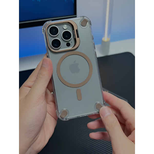 HD Clear Magsafe Supported With Camera Stand Case for iPhone