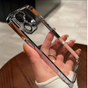 Luxury Plating Crystal Clear Anti Yellow Hard Case With Attached Camera Lens Protector 