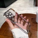 Luxury Plating Crystal Clear Anti Yellow Hard Case With Attached Camera Lens Protector 