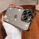 Luxury Plating Crystal Clear Anti Yellow Hard Case With Attached Camera Lens Protector 