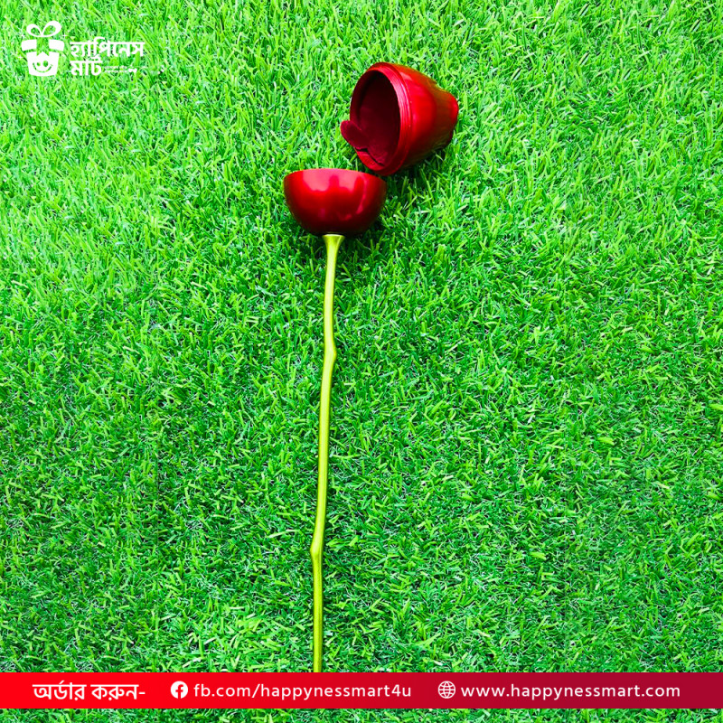 লাক্সারি মেটাল রেড রোজ জুয়েলারি বক্স উইথ প্রিমিয়াম গিফট ব্যাগ
