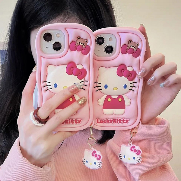 3D Cartoon Sanrio Hello Kitty Silica gel Soft Phone Case For iPhone