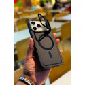 Skin Feel Shockproof PU Leather Magsafe With Camera Window Glass Case for iPhone
