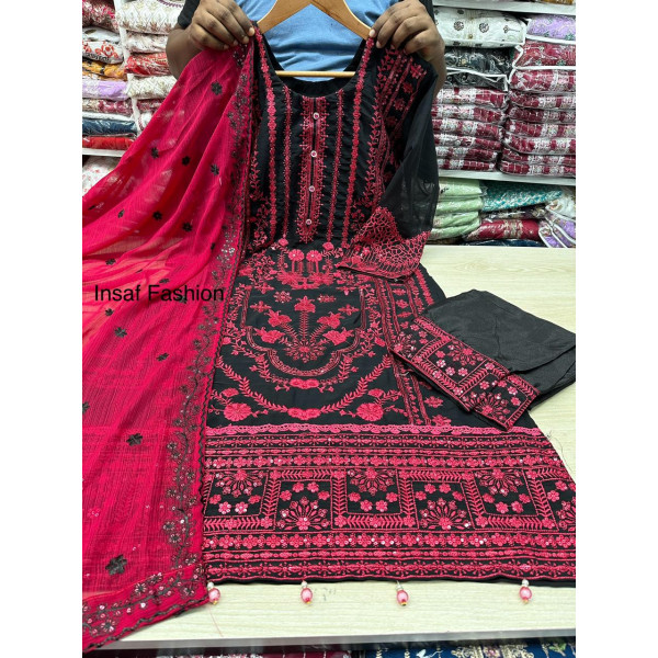 Indian Luxury Chiffon Georgette Ready party Dress All Over Sequence & Embroidery Work