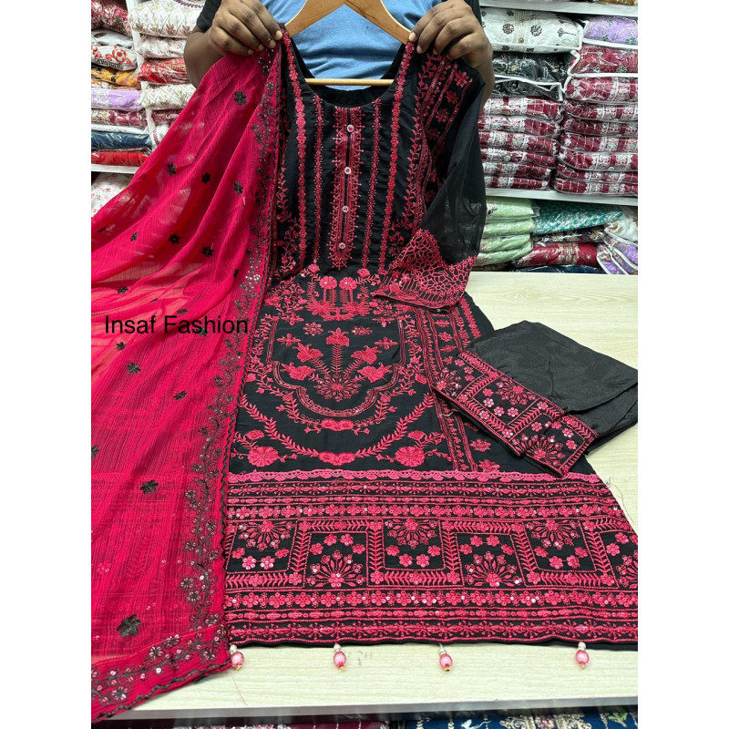 Indian Luxury Chiffon Georgette Ready party Dress All Over Sequence & Embroidery Work