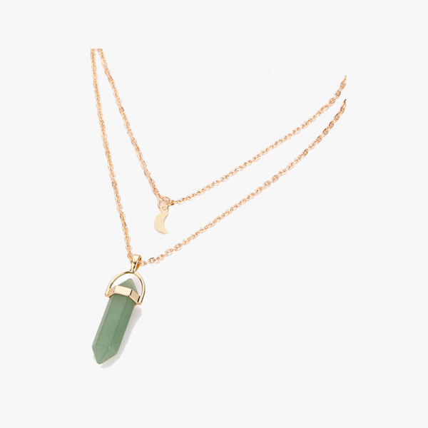 Women Crescent Moon Stone Jewelry Pendant Necklace