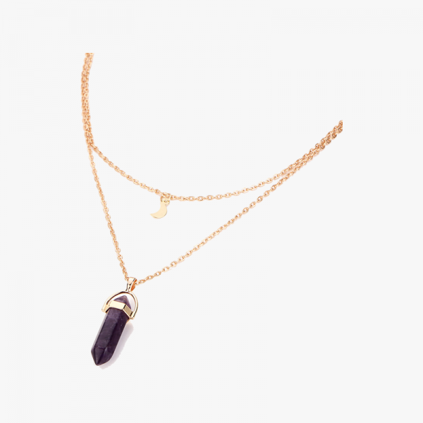 Women Crescent Moon Stone Jewelry Pendant Necklace