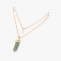 Women Crescent Moon Stone Jewelry Pendant Necklace