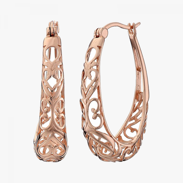 Sterling Silver Filigree Hoop Earrings