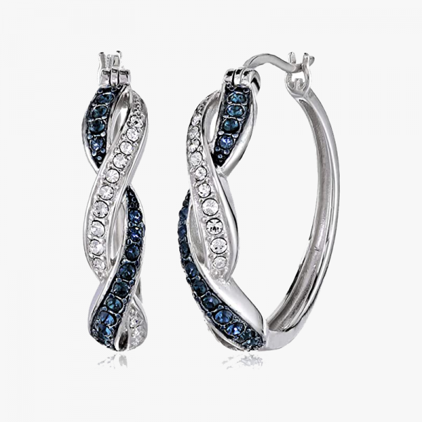 Sterling Silver Siam Hoop Earrings Made with Swarovski Crystal