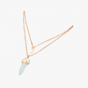 Women Crescent Moon Stone Jewelry Pendant Necklace