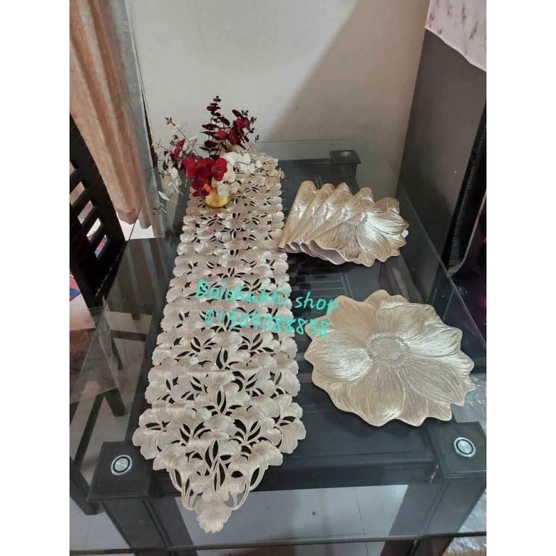 6 Pcs Table Mat + 1 Runner Set(Round shape)