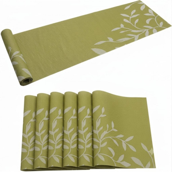 Table Runner & Placemat Set (6 Pcs + 1 Runner) Lemon