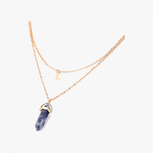 Women Crescent Moon Stone Jewelry Pendant Necklace