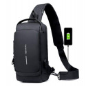 USB CHARGING ANTI THEFT SHOULDER BAG (BLACK )