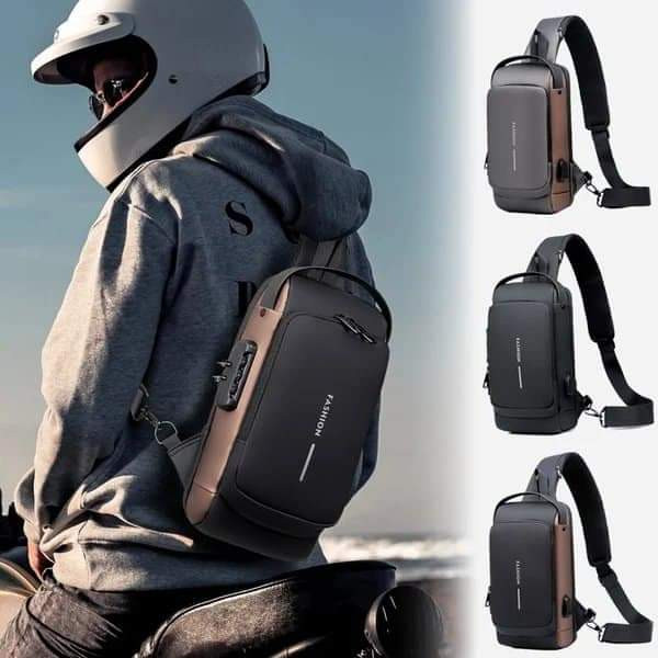 USB CHARGING ANTI THEFT SHOULDER BAG (Brown)