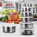 5 Pis Stainless Steel Bowls Set With Lids