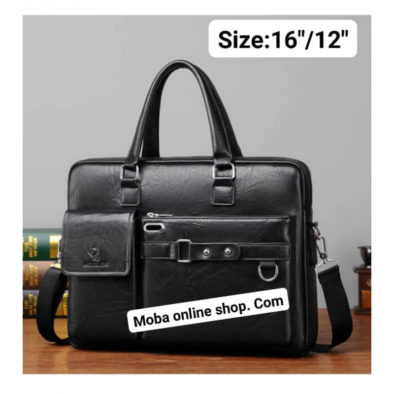16"/12"(LAPTOP+OFFICE) LARGE CAPACITY MEN & WOMEN BAG(2 HANDLE )( BLACK )